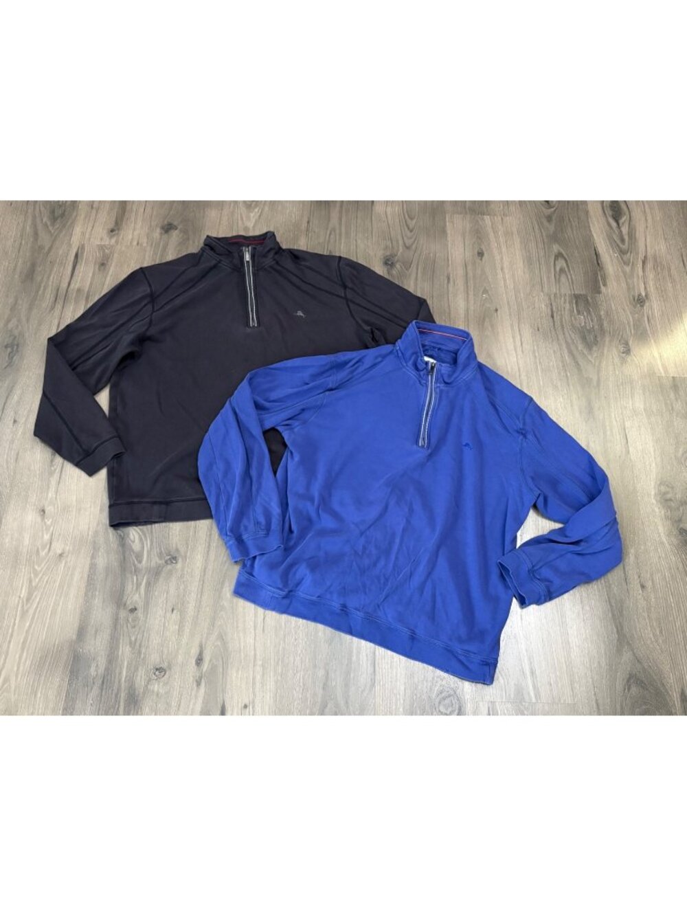 Lot 2 Tommy Bahama Sweater XXL Black Blue 1/4 Zip 100% Pima Cotton Preppy